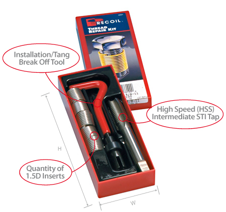 Thread Repair Recoil Insert kit ST Tap Ochoos M30.5 with 12pcs helical Screw Insert Install Handle Break Tool Drill 