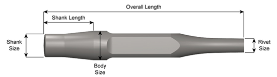 Back Out Punch Chisel 5/8" x 9-1/2" with .890 Jumbo Shank