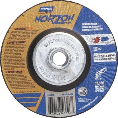 Picture of NorZon Plus SGZ CA Type 27 Grinding Wheel  4-1/2 x 1/4 x 5/8-11